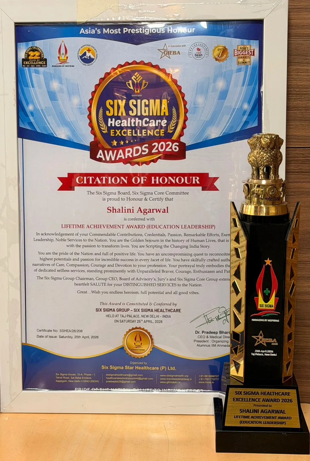Award Certificate